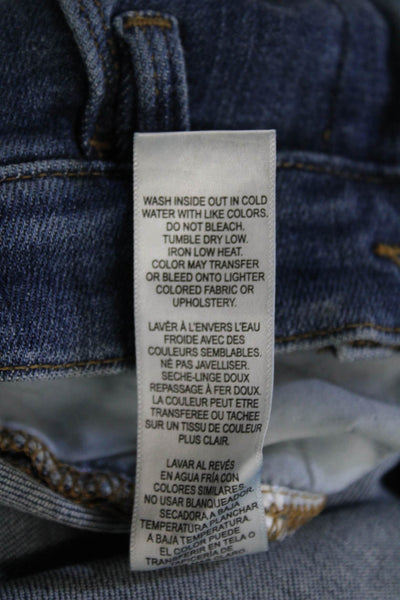 Frame Unisex Cropped Straight Jeans Dark Blue Mid Rise Button Size 29