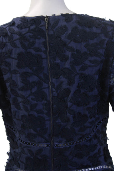 Elie Tahari Womens A-Line Fit and Flare Dark Blue Short Sleeve Dress Zip Size 6