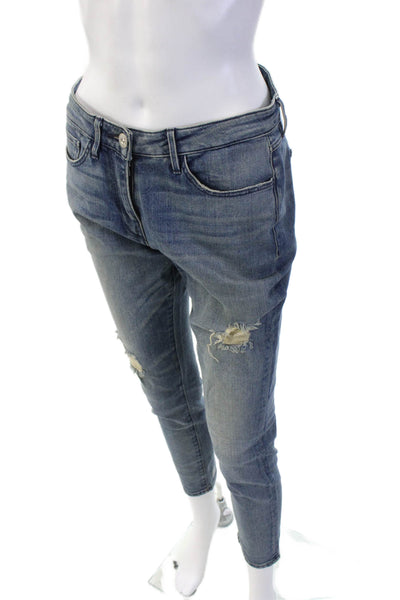 3x1 Womens Cropped Boyfriend Jeans Blue Mid Rise Size 27