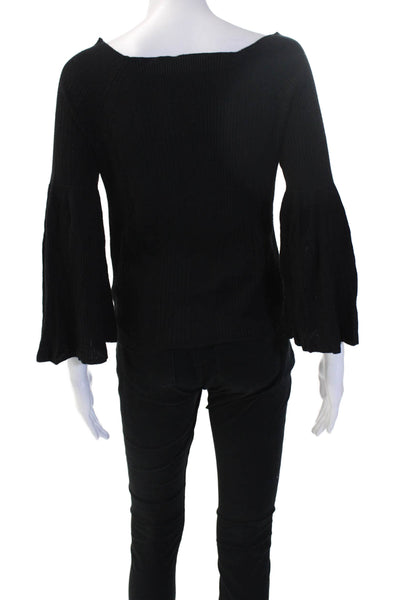 525 America Women Basic Black 3/4 Sleeve Top Rayon Nylon Size M