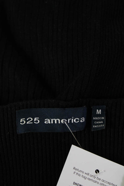 525 America Women Basic Black 3/4 Sleeve Top Rayon Nylon Size M