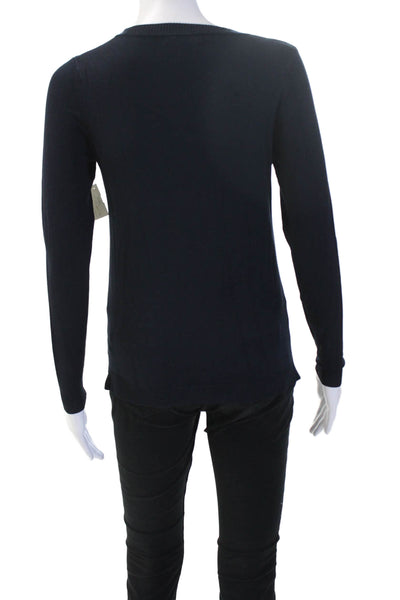 525 America Womens Pullover Sweater Black Crew Neck Long Sleeve Size XS