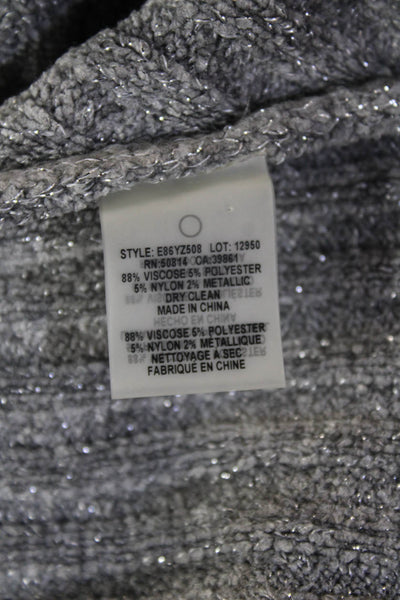 Elie Tahari Womens Gray Striped Turtleneck Pullover Sweater Short Sleeve Size S