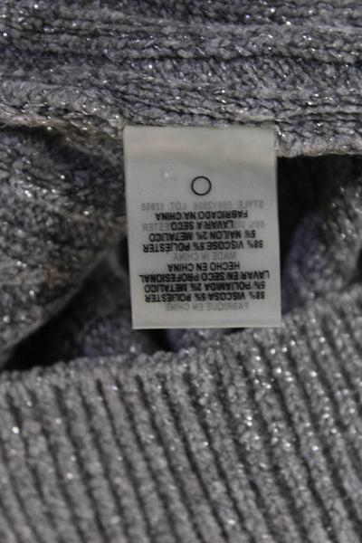 Elie Tahari Womens Gray Striped Turtleneck Pullover Sweater Short Sleeve Size S