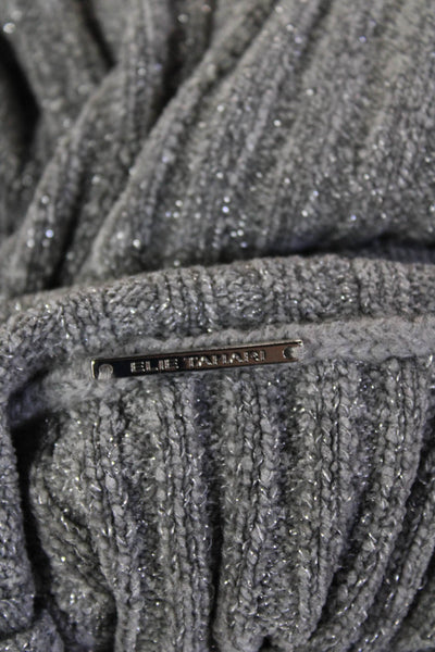 Elie Tahari Womens Gray Striped Turtleneck Pullover Sweater Short Sleeve Size S