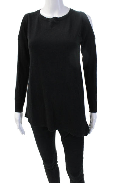 Magaschoni Women Basic Tunic Black 85% Silk Crew Neck Long Sleeve Size S