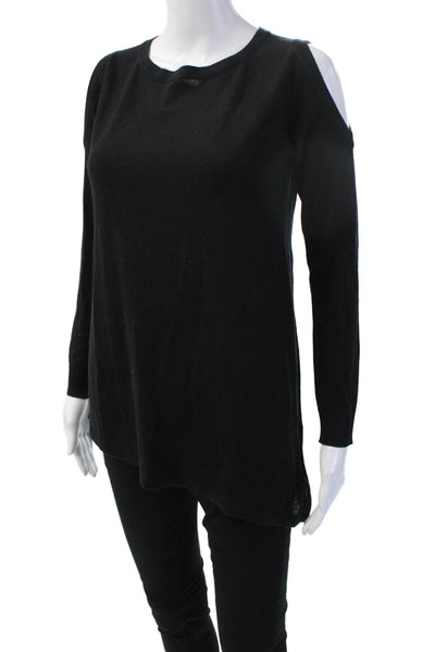 Magaschoni Women Basic Tunic Black 85% Silk Crew Neck Long Sleeve Size S