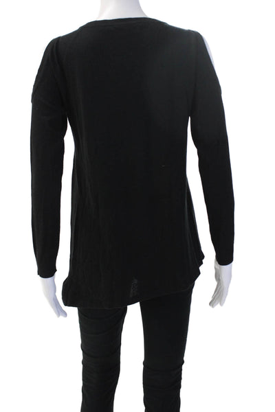 Magaschoni Women Basic Tunic Black 85% Silk Crew Neck Long Sleeve Size S
