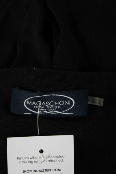 Magaschoni Women Basic Tunic Black 85% Silk Crew Neck Long Sleeve Size S