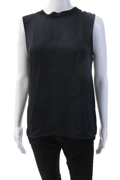 Theory Womens Black Mock Neck Button Up Tank Basic Size S