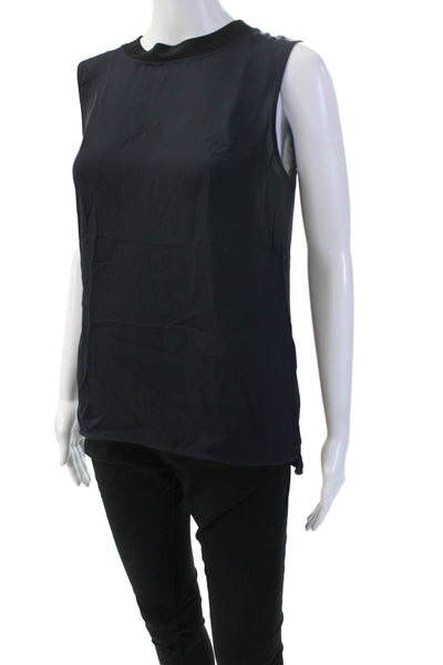 Theory Womens Black Mock Neck Button Up Tank Basic Size S