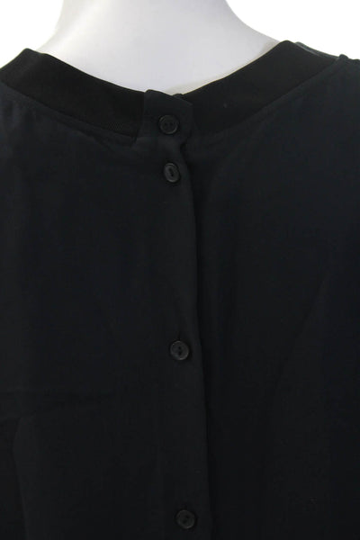 Theory Womens Black Mock Neck Button Up Tank Basic Size S