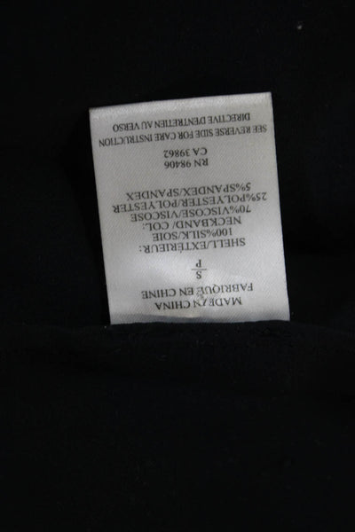 Theory Womens Black Mock Neck Button Up Tank Basic Size S