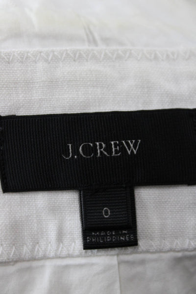 J Crew Womens White Linen Cotton Blazer Collared Long Sleeve Size 0