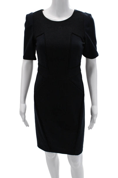 Club Monaco Womens Sheath Dress Black Short Sleeve Round Neck Size 0