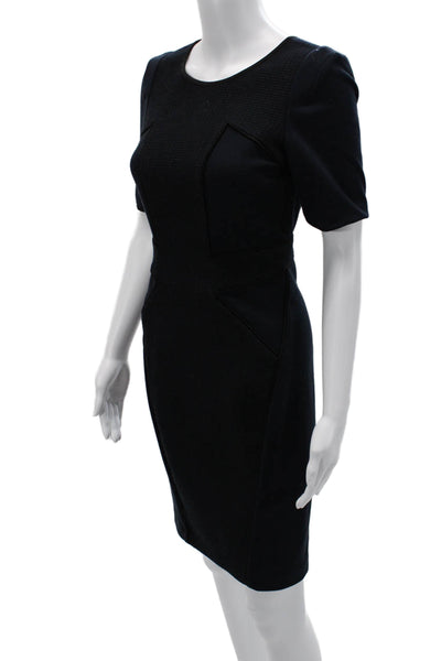Club Monaco Womens Sheath Dress Black Short Sleeve Round Neck Size 0