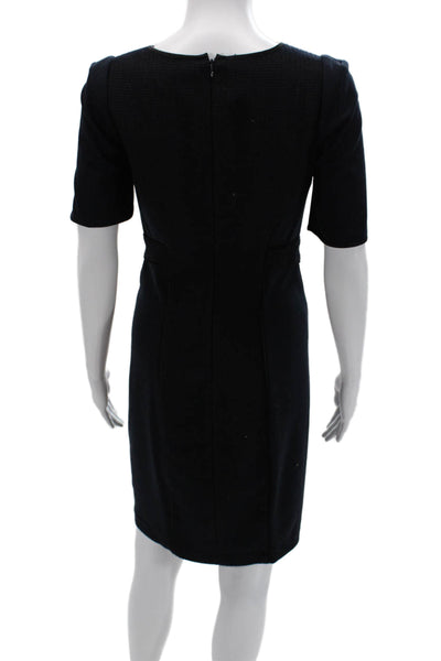Club Monaco Womens Sheath Dress Black Short Sleeve Round Neck Size 0