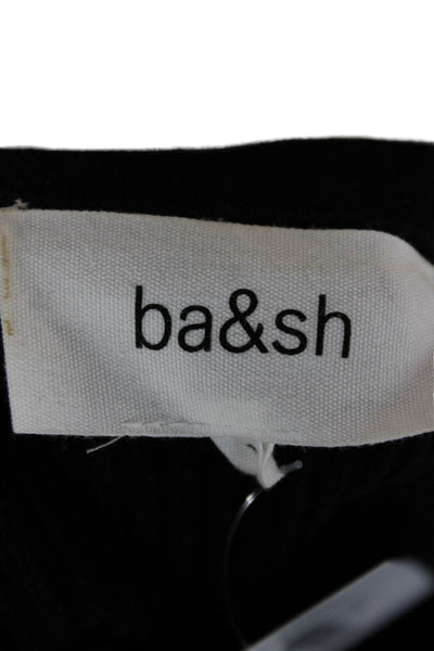 Ba&Sh Women Sweater Dress Black V-Neck Short Sleeve Button Size 4