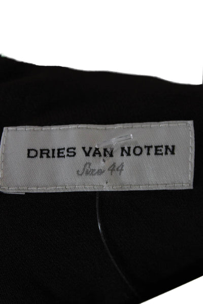 Dries Van Noten Womens Sheath Dress Black Silk Long Sleeve Knee Length Size 44