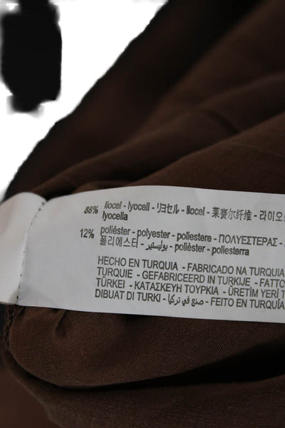 Zara Womens Shirt Dress Brown Collared Long Sleeve Knee Length Boho Size 2XL