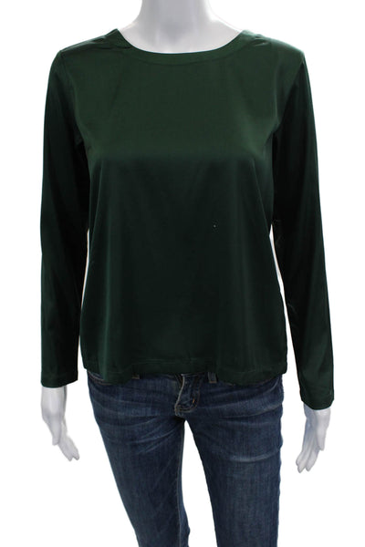 Insight Women Army Green Basic Long Sleeve Blouse Crew Neck Solid Size XS