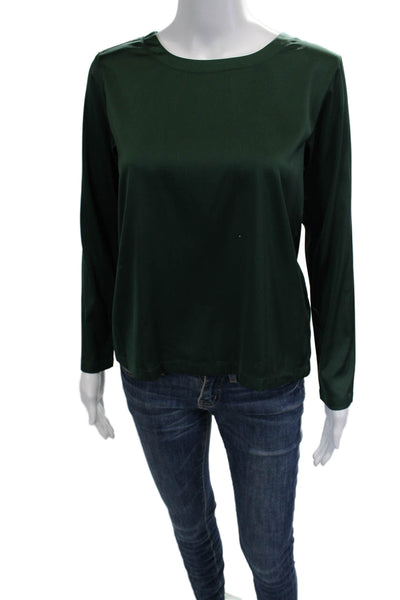 Insight Women Army Green Basic Long Sleeve Blouse Crew Neck Solid Size XS