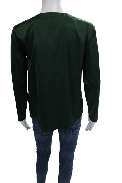 Insight Women Army Green Basic Long Sleeve Blouse Crew Neck Solid Size XS