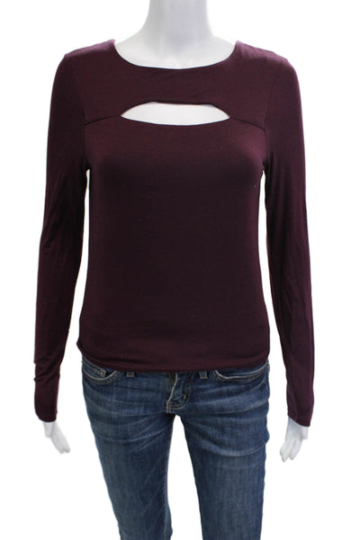 Veronica M Women Jersey T-Shirt Purple Long Sleeve Round Neck Size S