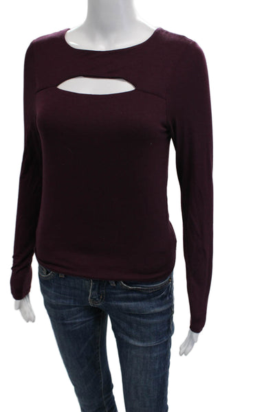 Veronica M Women Jersey T-Shirt Purple Long Sleeve Round Neck Size S