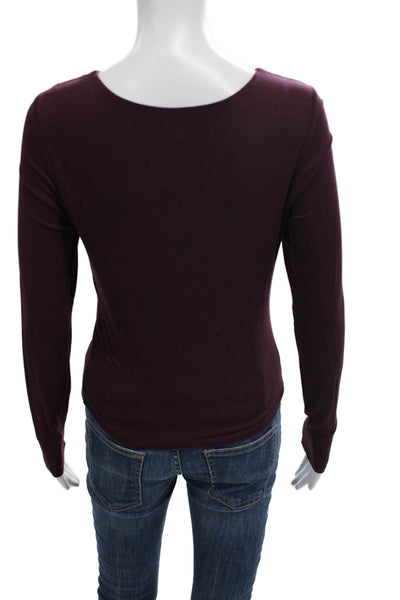 Veronica M Women Jersey T-Shirt Purple Long Sleeve Round Neck Size S