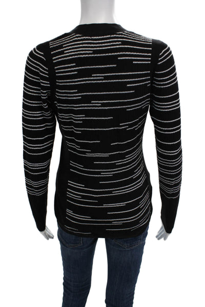 Nic + Zoe Womens Pullover Sweater Black Striped V Neck Long Sleeve Size XS