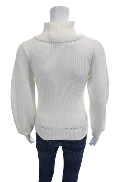 Elan Women Pullover Turtleneck Sweater White Long Sleeve Classic Size S