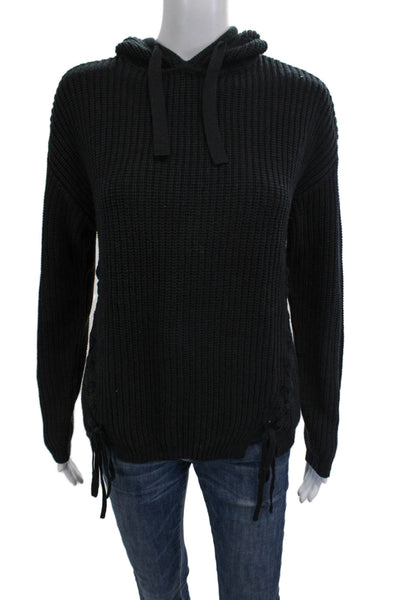 Charlie Women Pullover Hoodie Black Drawstring Long Sleeve Cotton Blend Size XS