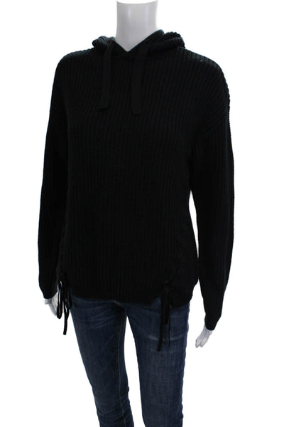 Charlie Women Pullover Hoodie Black Drawstring Long Sleeve Cotton Blend Size XS
