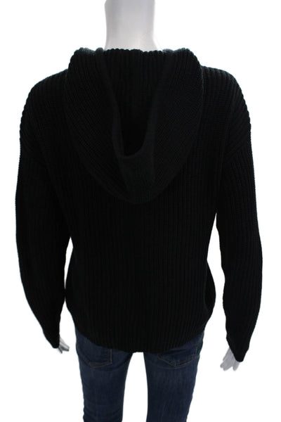 Charlie Women Pullover Hoodie Black Drawstring Long Sleeve Cotton Blend Size XS