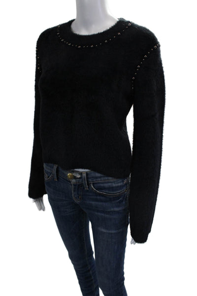 Design History Women Pullover Sweater Black Crew Neck Long Sleeve Size XS