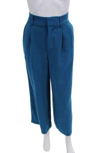 Sergio Hudson Women Ankle Cropped Dress Pants Blue Polyester Spandex Size S