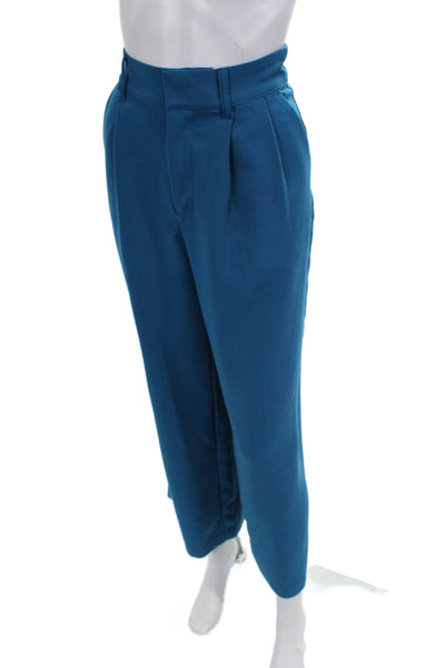 Sergio Hudson Women Ankle Cropped Dress Pants Blue Polyester Spandex Size S