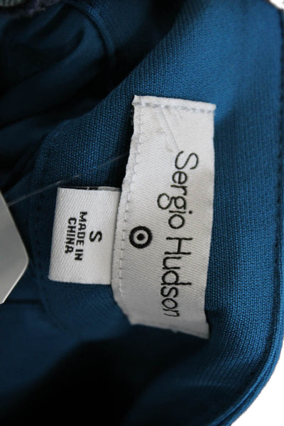Sergio Hudson Women Ankle Cropped Dress Pants Blue Polyester Spandex Size S
