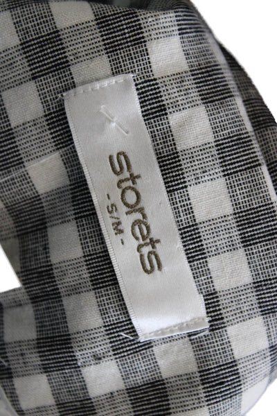 Storets Women Black Checked Cotton Blend Short Sleeve Collared Blazer Size S