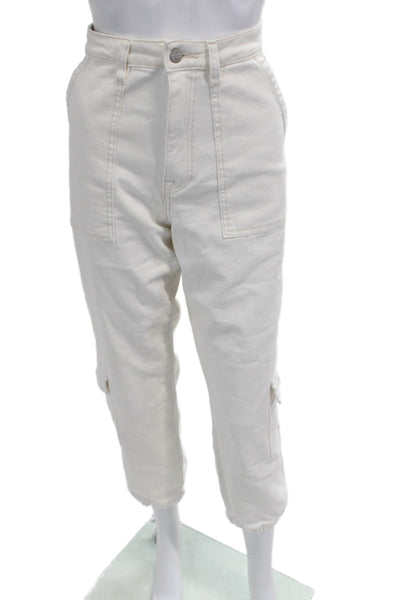 Sanctuary Womens White Cropped Cargo High Rise Pants Size 30