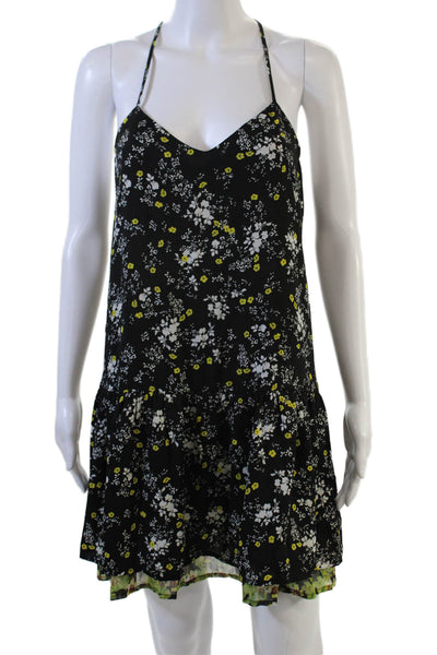 Princess Vera Wang Women Slip Dress Black Floral V-Neck Polyester Size M