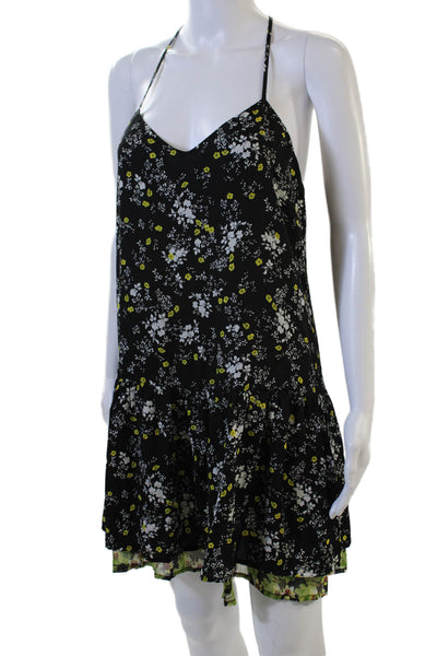 Princess Vera Wang Women Slip Dress Black Floral V-Neck Polyester Size M