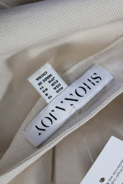 Shona Joy Womens Jumpsuit Beige Long Sleeve Linen Blend Size 8