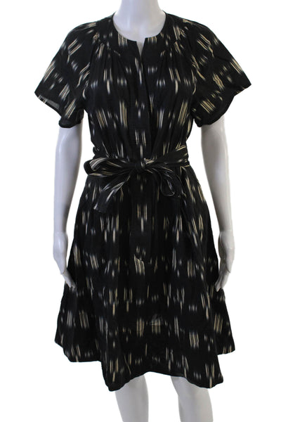 Derek Lam Womens Shirt Dress Black Short Sleeve Button Cotton Size S