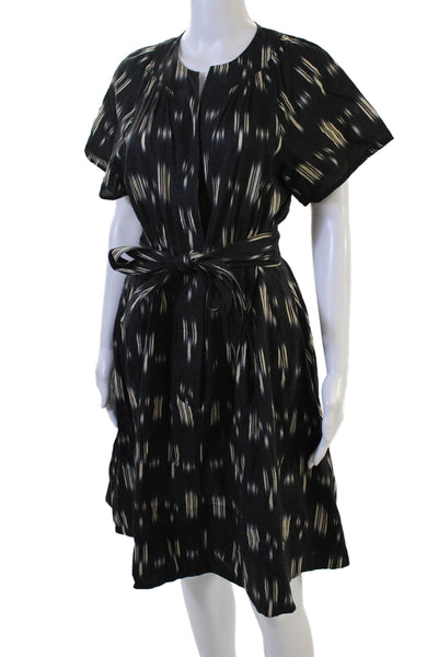 Derek Lam Womens Shirt Dress Black Short Sleeve Button Cotton Size S