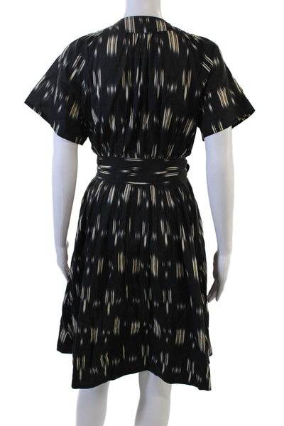 Derek Lam Womens Shirt Dress Black Short Sleeve Button Cotton Size S