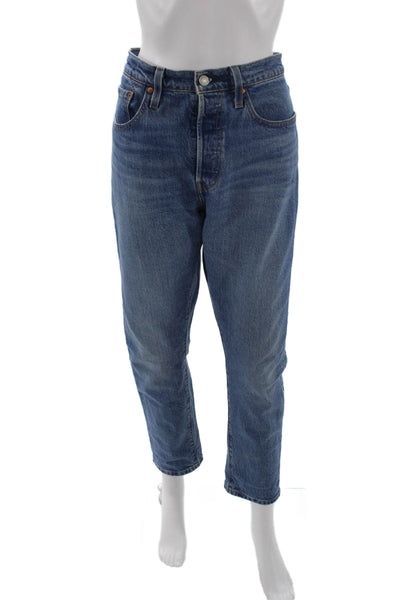 Levi's Unisex Ankle Cropped Tapered Blue Mid Rise Jeans Size 30