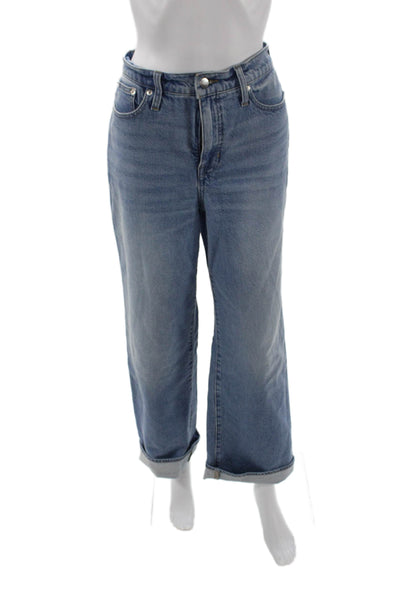 J Crew Women Boyfriend Wide Leg Jeans Blue Mid Rise Size 27