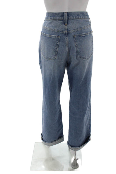 J Crew Women Boyfriend Wide Leg Jeans Blue Mid Rise Size 27